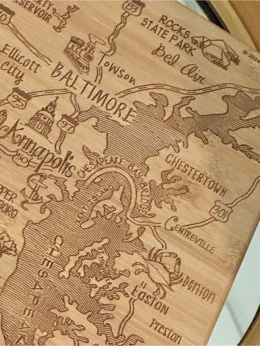 Wooden Maryland State Map Wall Art- Total Bamboo